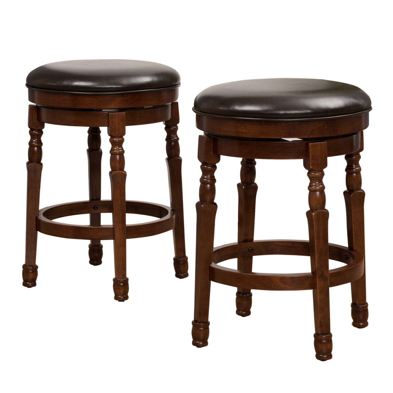 Contemporary Home Living Set of 2 Chocolate Brown and Black Contemporary Backless Counter Stools 25.5"